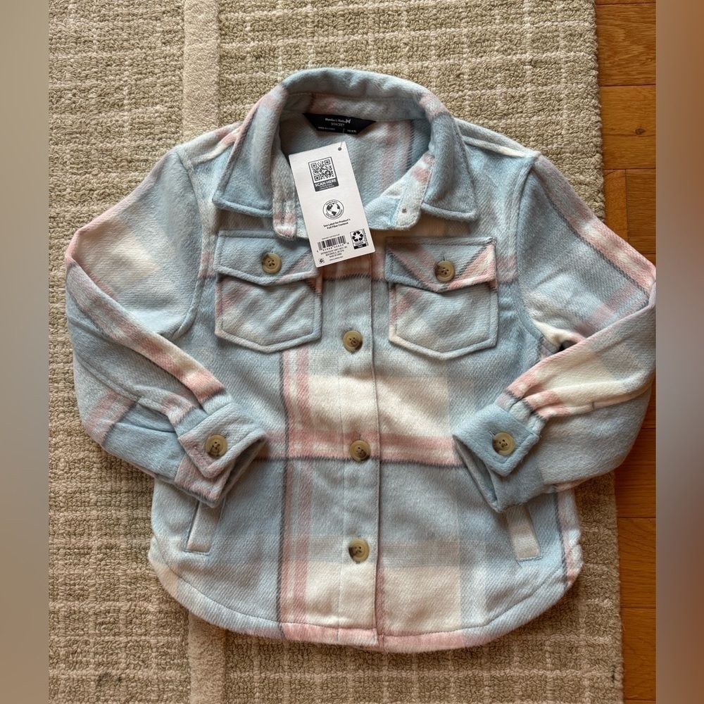 Kids Plaid Jean Jacket - Blue and Pink